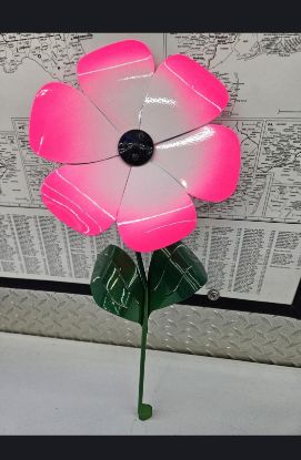 Picture of 22-Short Poppy Pink Neon Fire Black Button Center